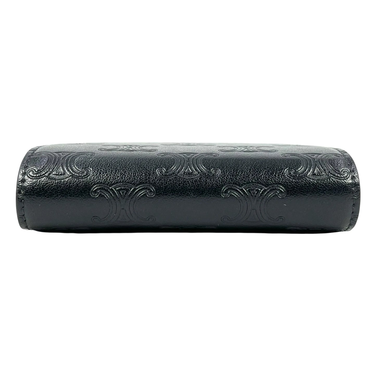 CELINE Triomphe Embossed Small Tri-fold Compact Wallet - Black