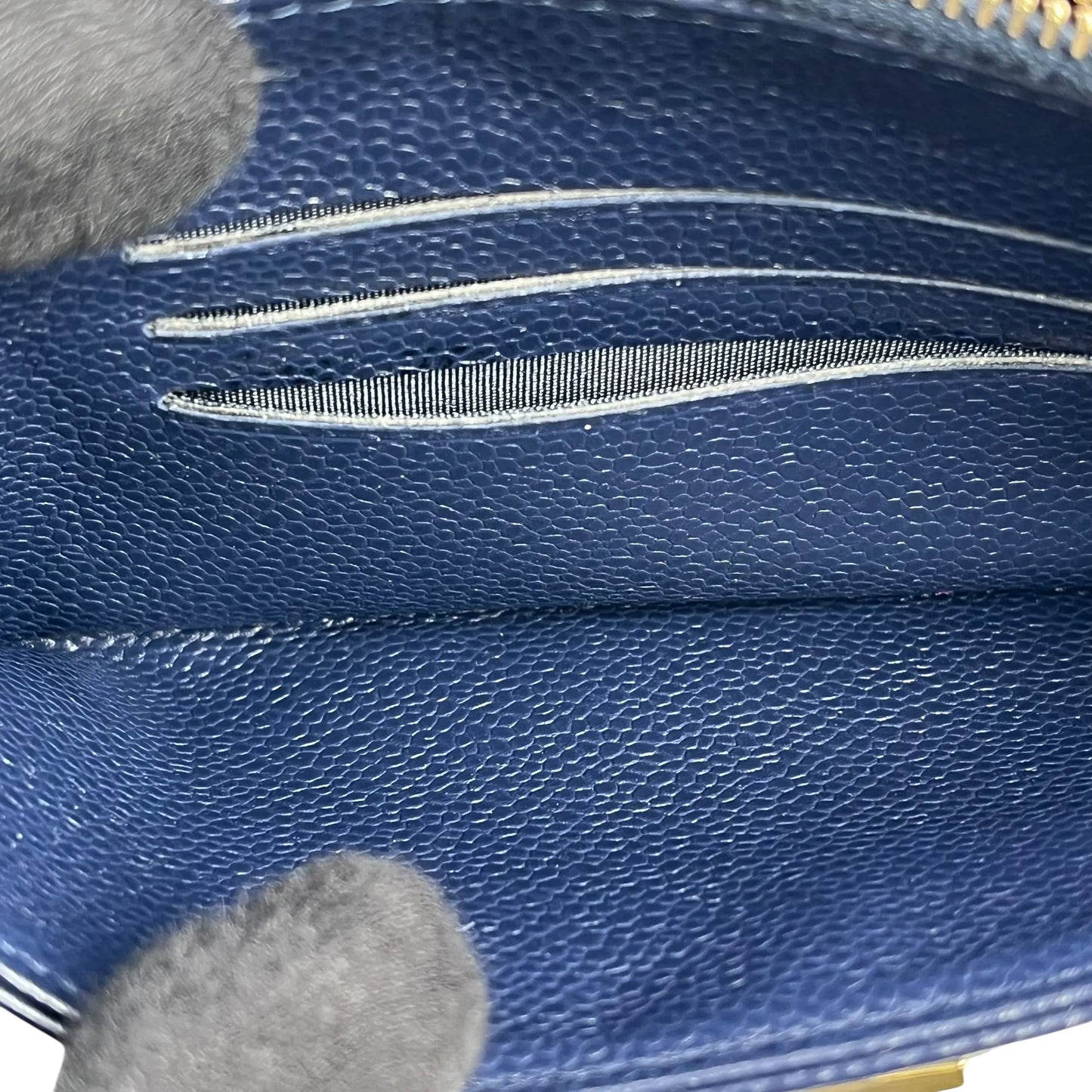 CHANEL Boy Chanel Materasse Caviarskin Long Wallet - Navy