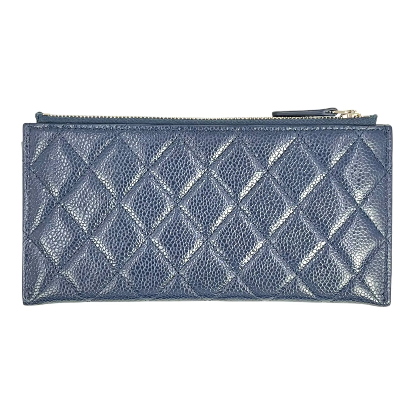 CHANEL Boy Chanel Materasse Caviarskin Long Wallet - Navy