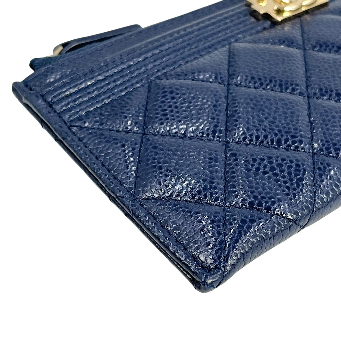 CHANEL Boy Chanel Materasse Caviarskin Long Wallet - Navy
