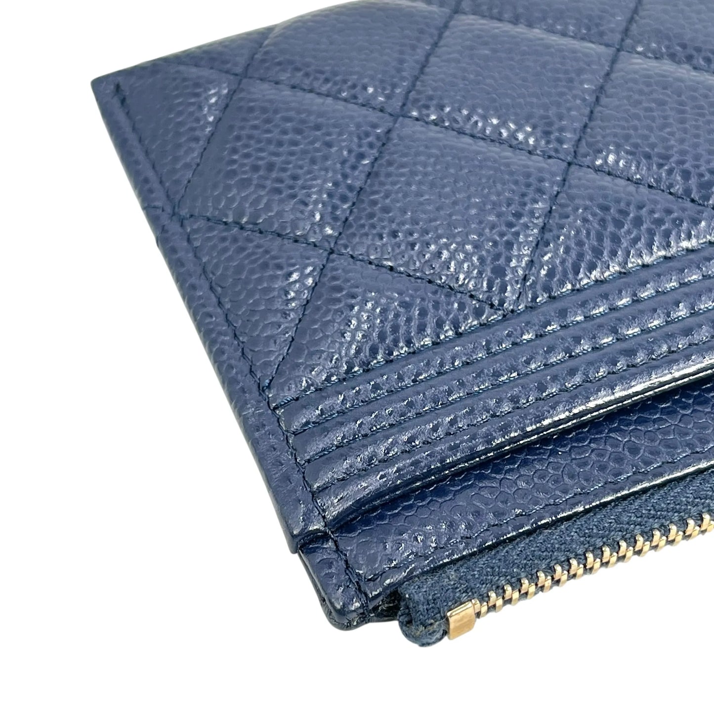 CHANEL Boy Chanel Materasse Caviarskin Long Wallet - Navy