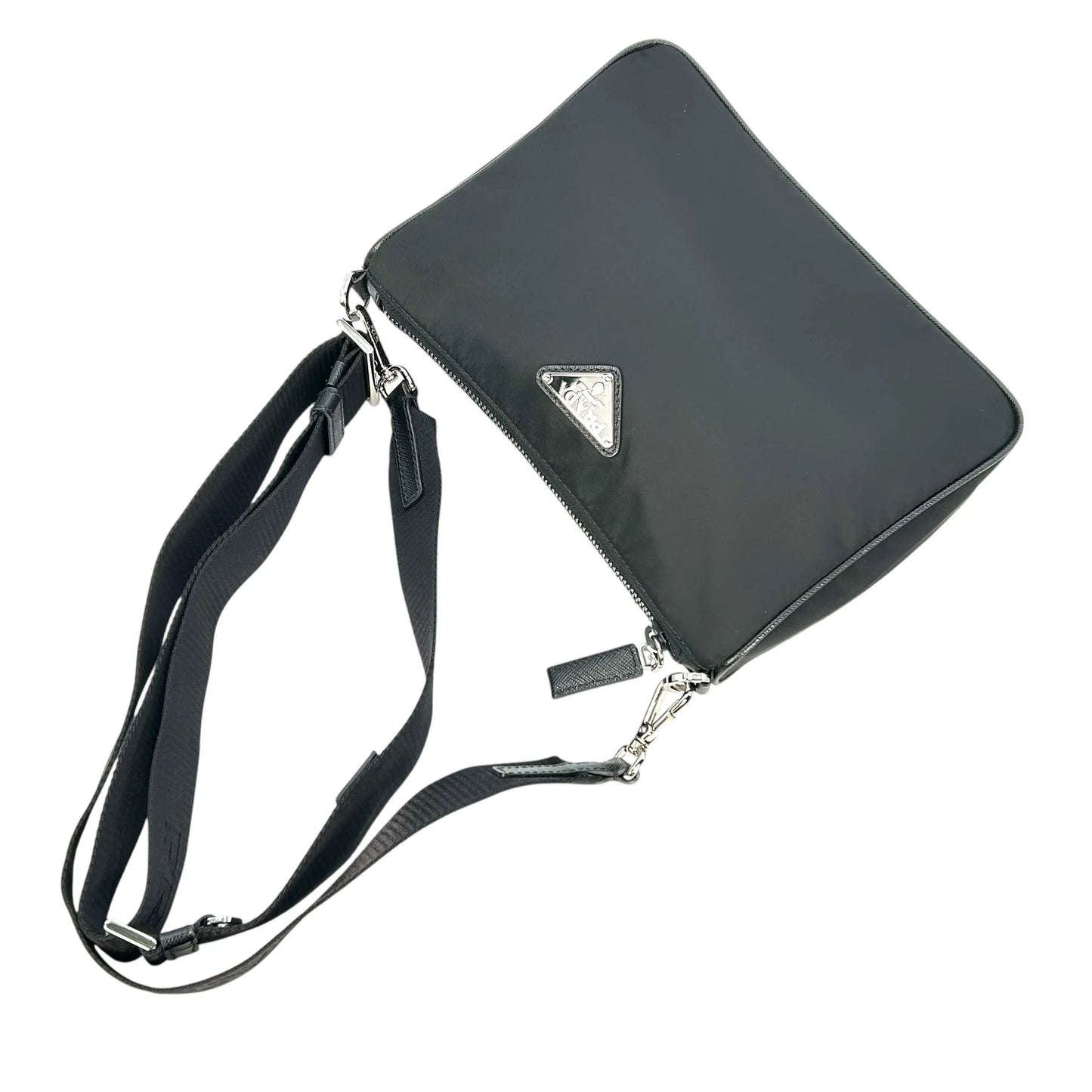 PRADA Re-Nylon Saffiano Leather Shoulder Bag - Black