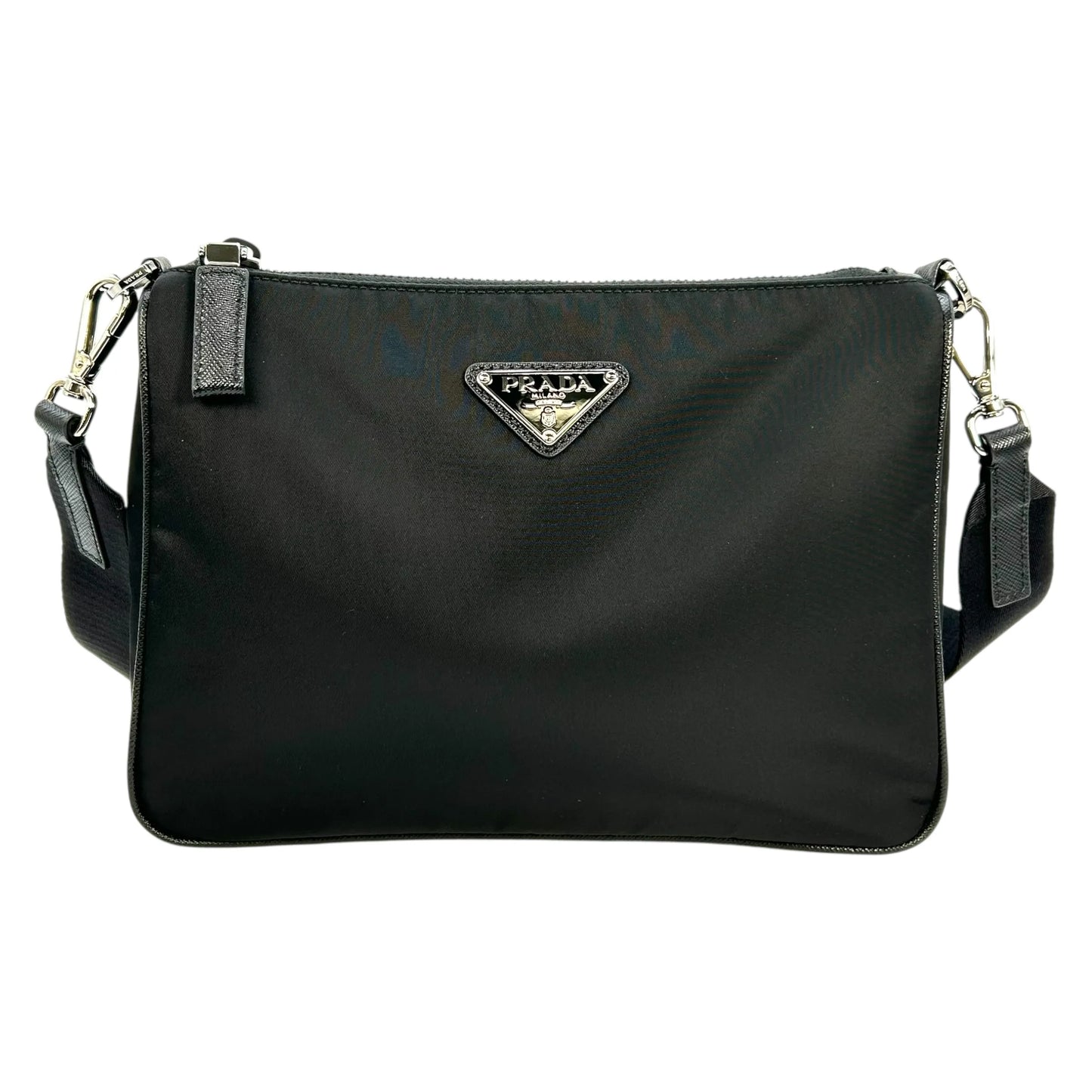 PRADA Re-Nylon Saffiano Leather Shoulder Bag - Black