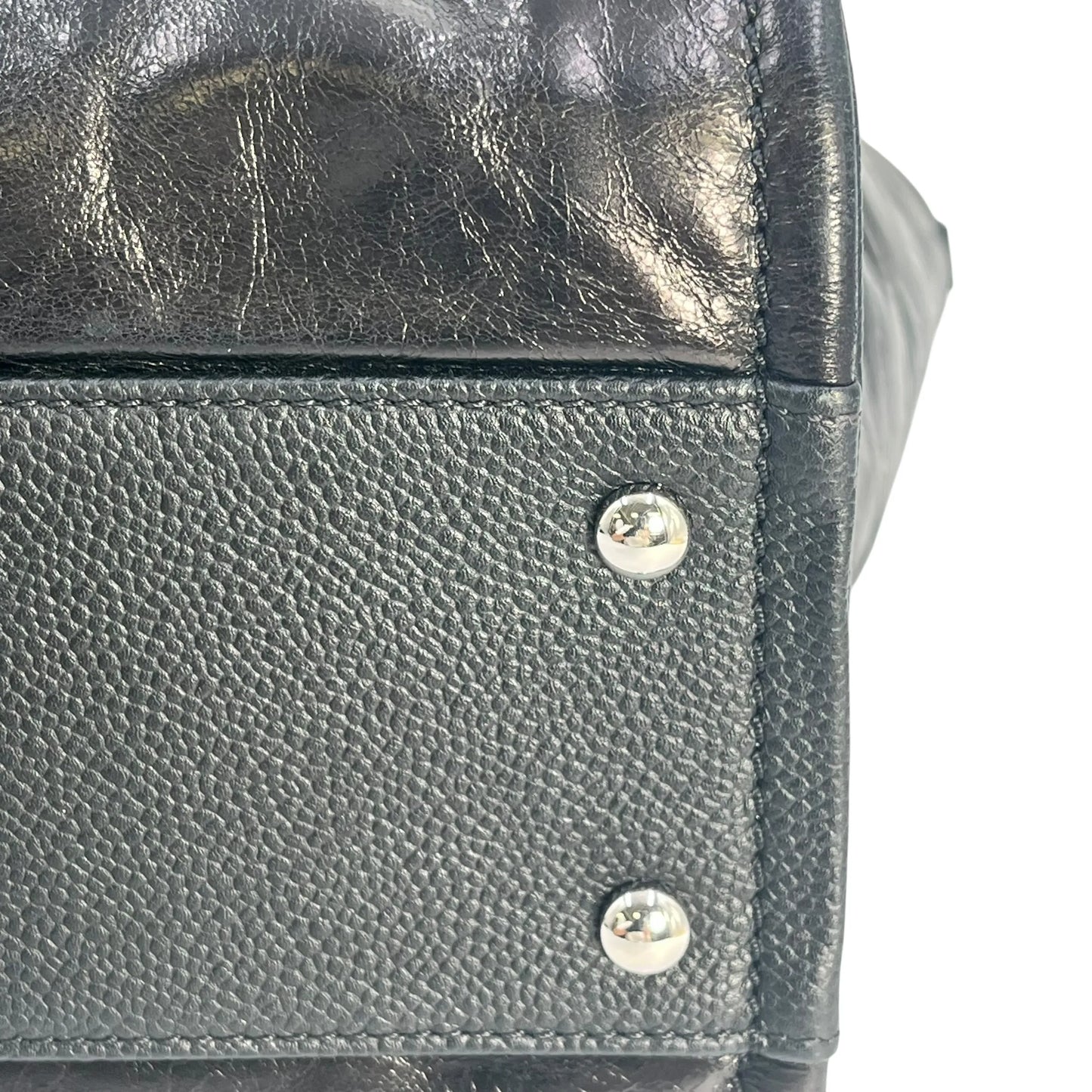 CHANEL Deauville MM Glazed Leather Tote Bag - Black