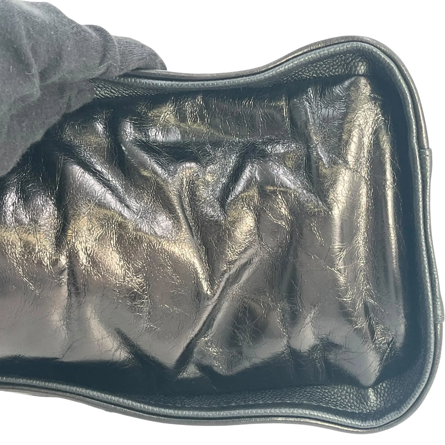 CHANEL Deauville MM Glazed Leather Tote Bag - Black