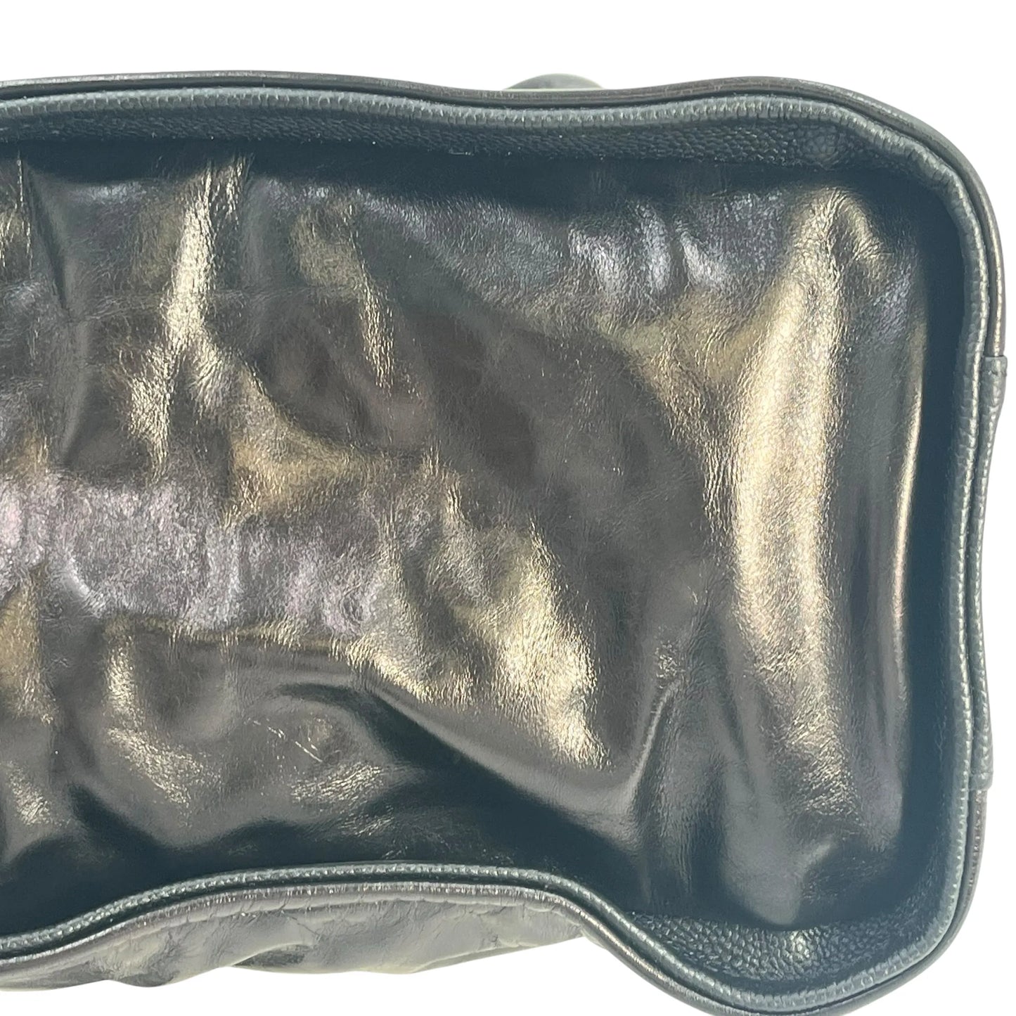 CHANEL Deauville MM Glazed Leather Tote Bag - Black
