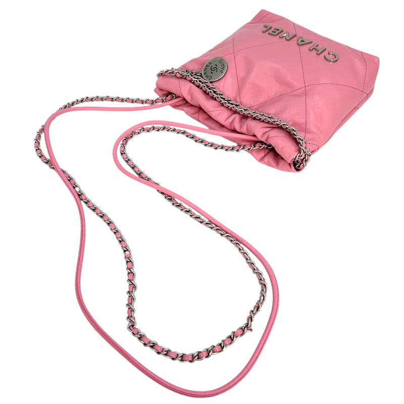 CHANEL Calfskin 22 Mini Hand Bag Chain Shoulder Bag - Pink