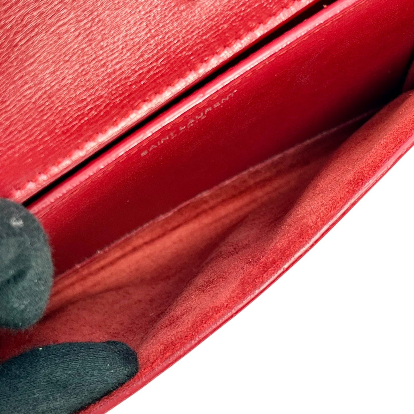 Salnt Laurent Sunset Leather Chain Shoulder Bag Red