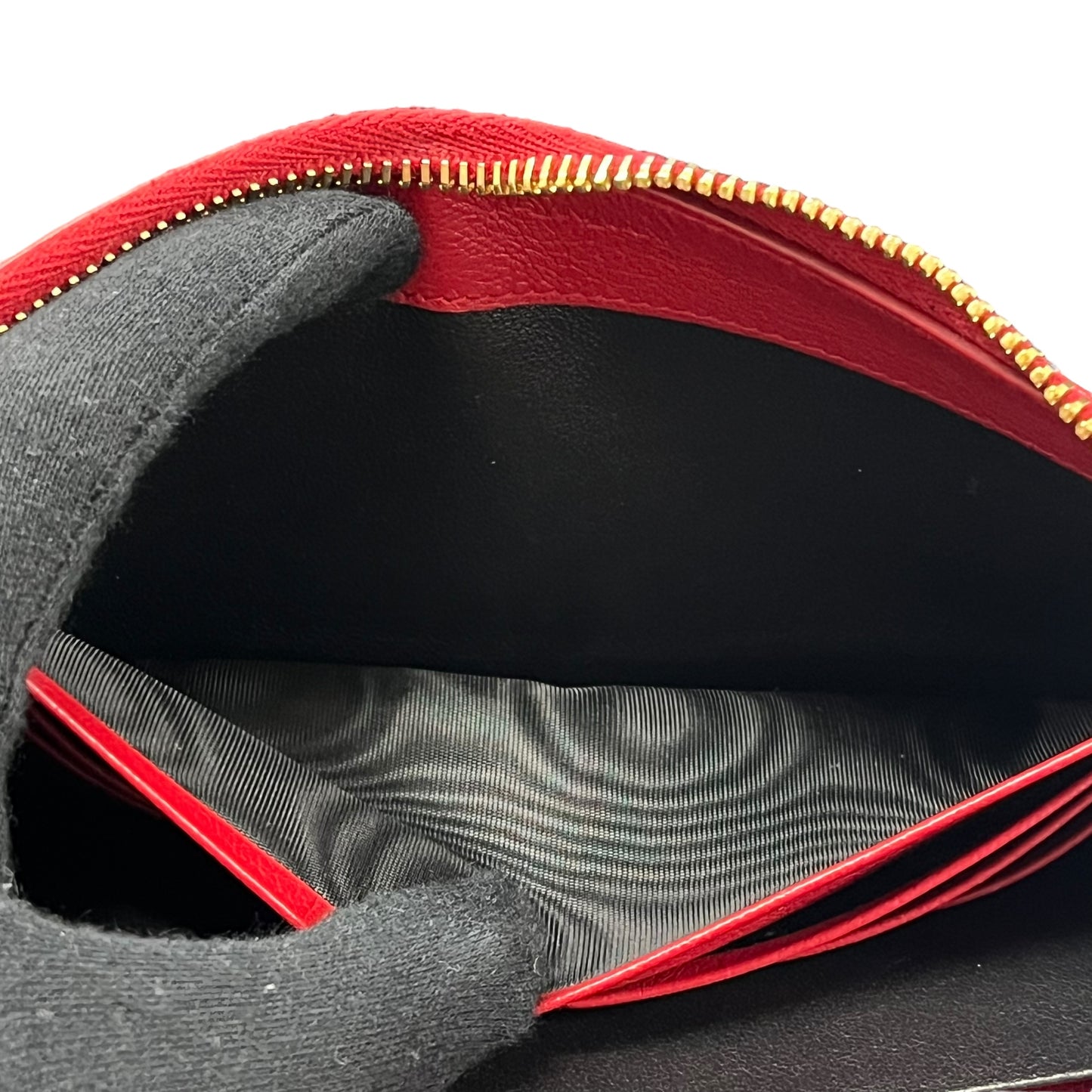 Saint Laurent YSL Logo Leather Round Zip Long Wallet - Red