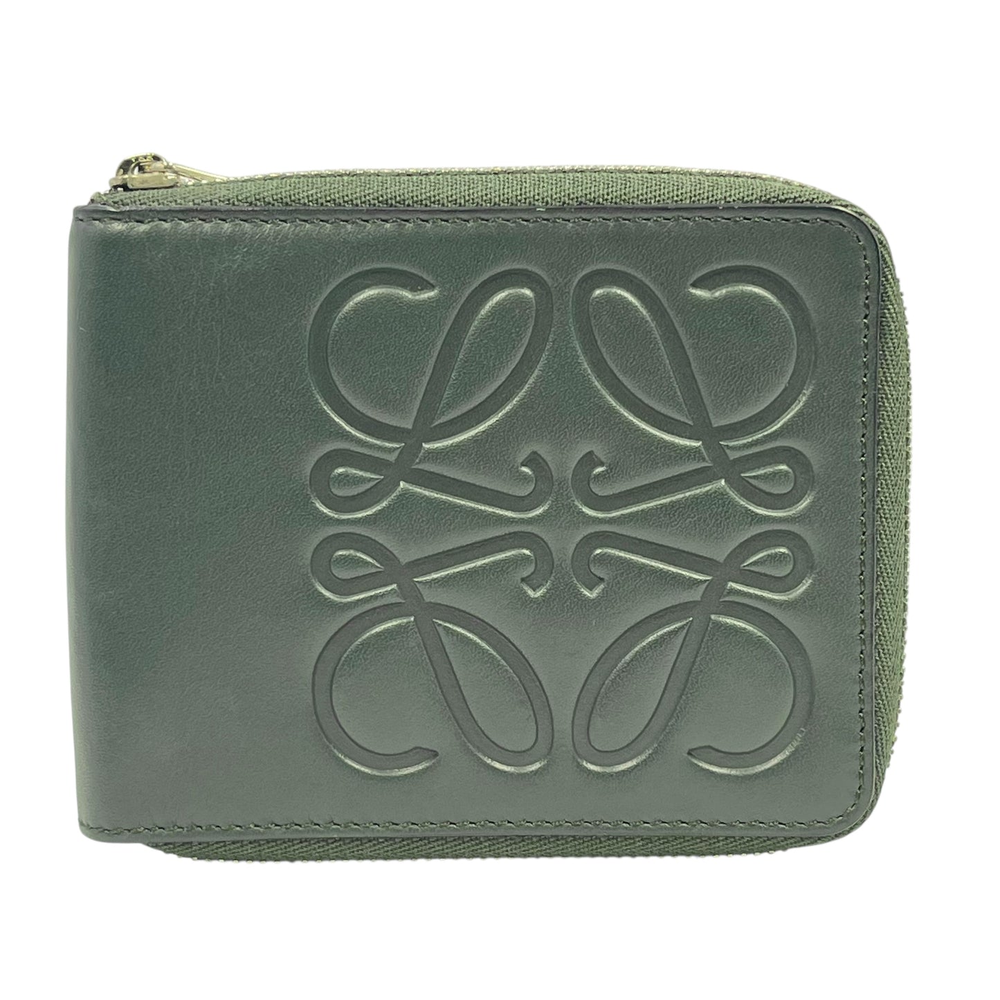 LOEWE Anagram Zip Around Bi-fold Compact Wallet - Green