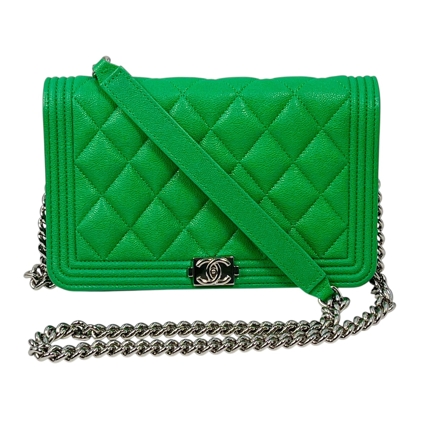 CHANEL Boy Chanel Chain Wallet Shoulder Bag - Green