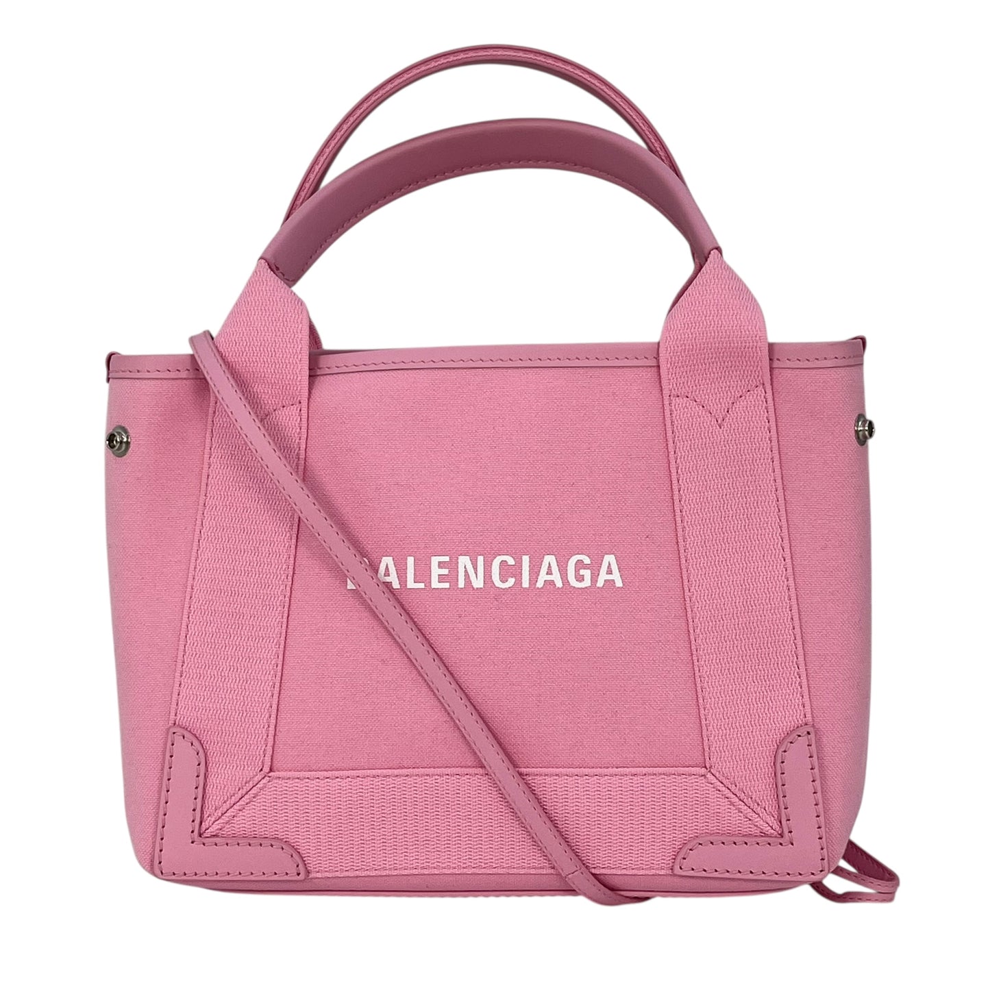 BALENCIAGA Navy Canvas XS Hand Bag - Pink