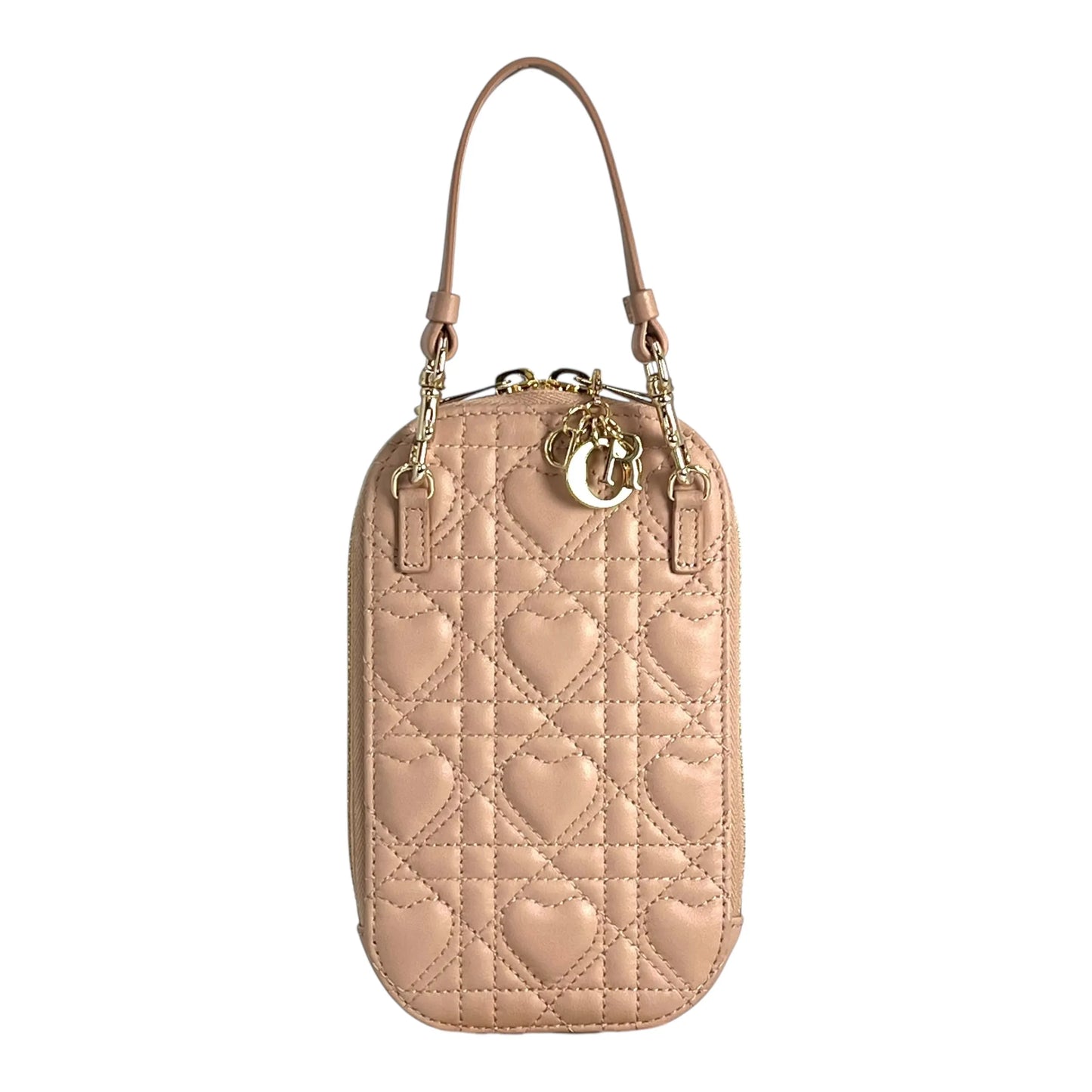 Dior Lady Dior Call’in Phone Case Cannage Lambskin Shoulder Bag - Pink