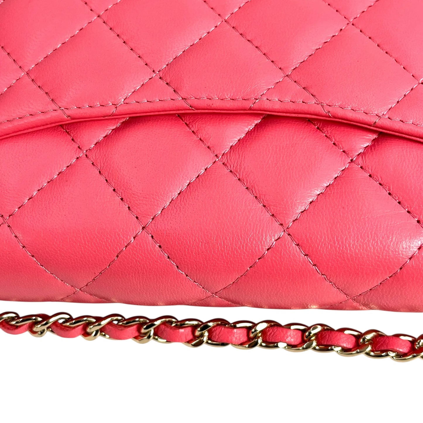 CHANEL Materasse Lamb Skin Chain Wallet - Pink