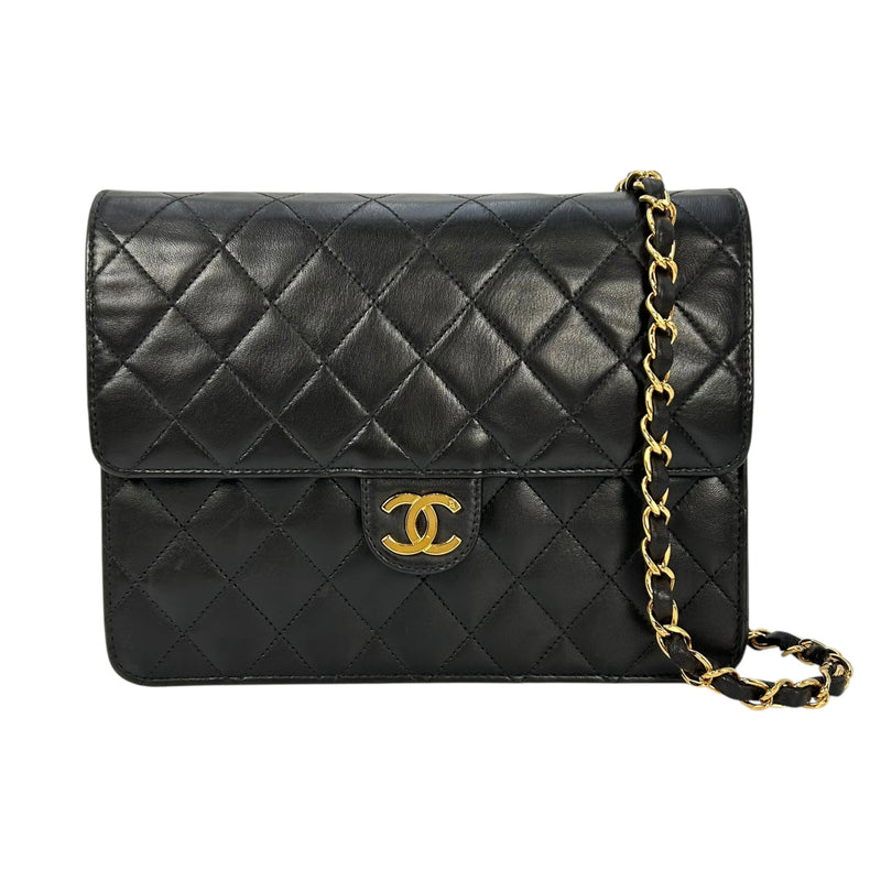 CHANEL Matelasse Lambskin Chain Shoulder Bag - Black