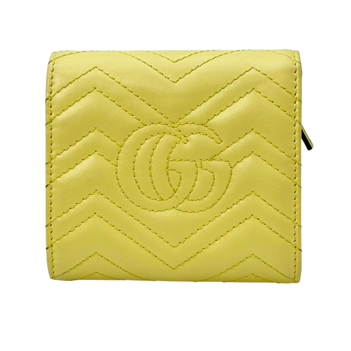 GUCCI GG Marmont Leather Compact Wallet - Yellow
