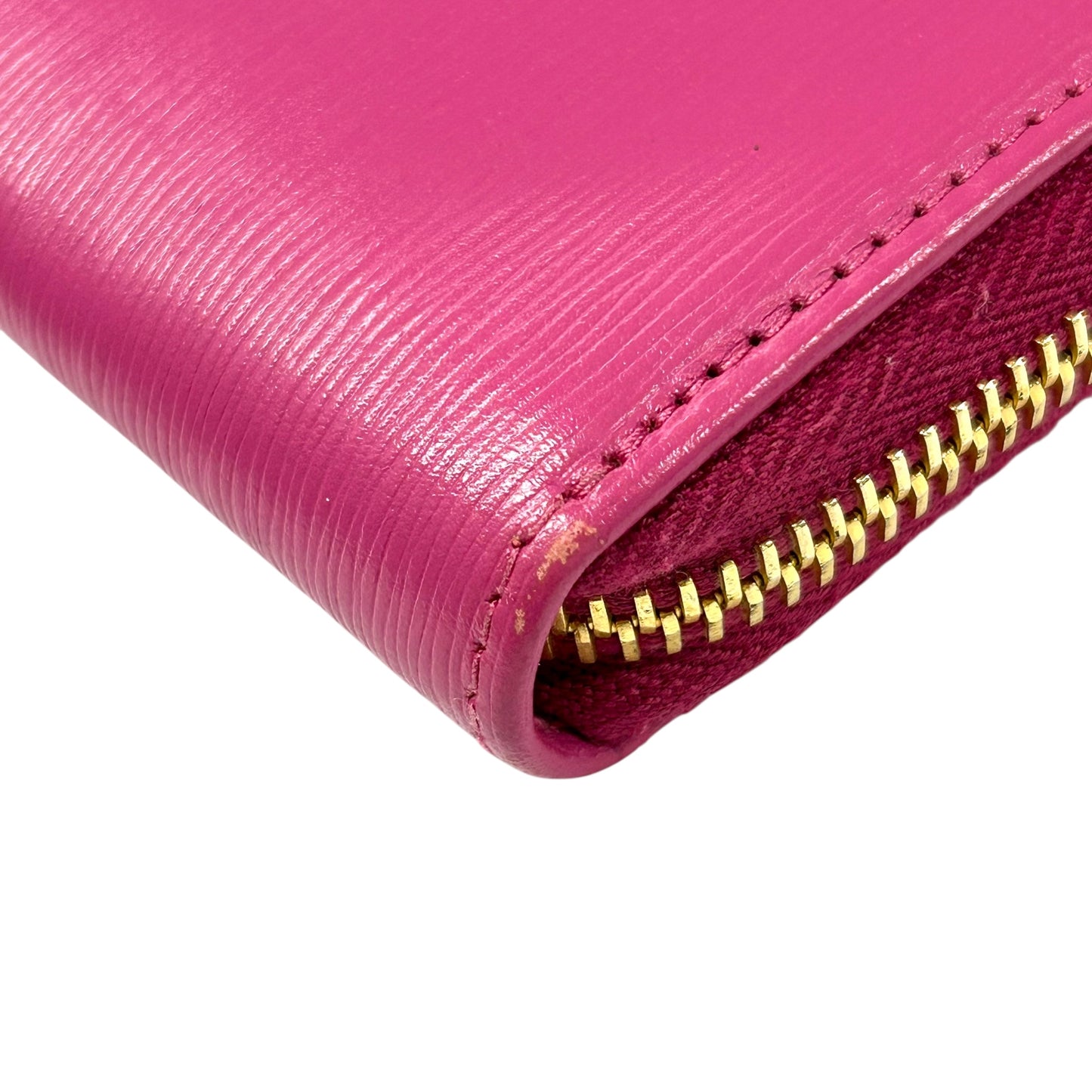 PRADA Round Zip Compact Wallet Coin Purse - Pink