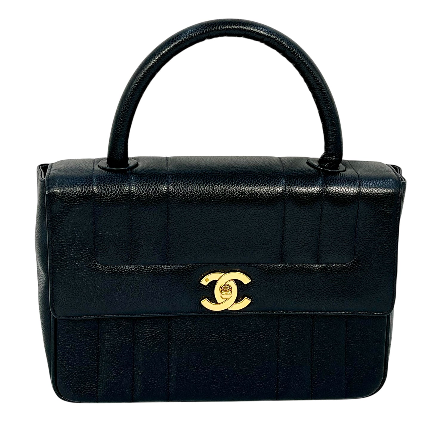 CHANEL Mademoiselle Caviar Skin Hand Bag - Black
