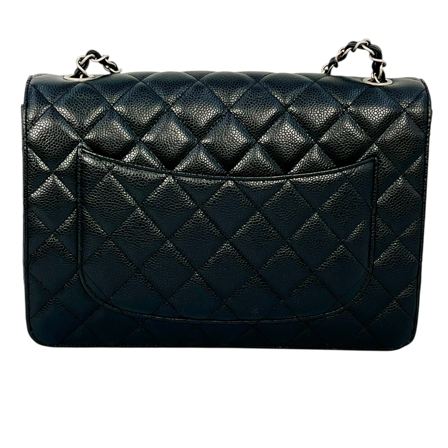 CHANEL Caviar Skin Matelasse Chain Shoulder Bag - Black
