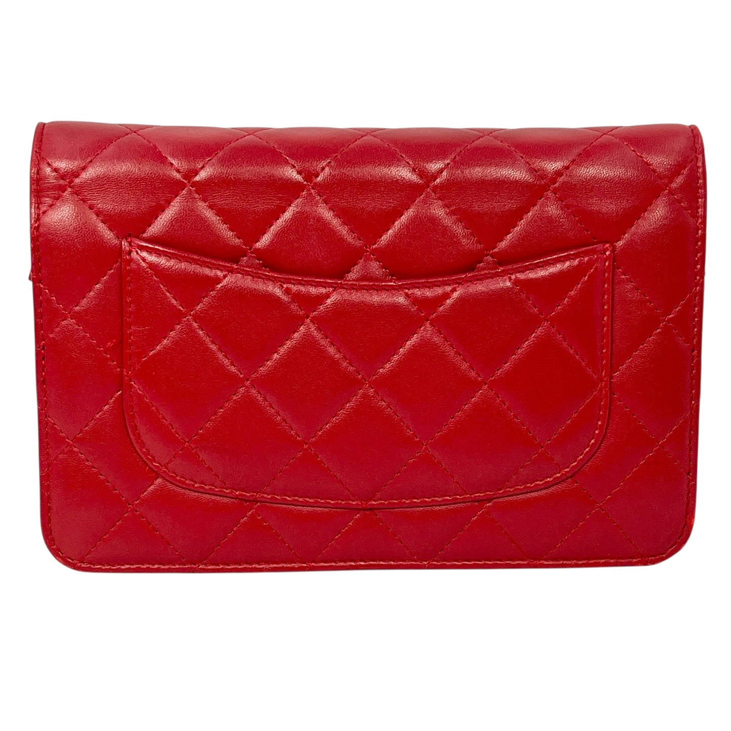 CHANEL Matelasse Chain Wallet Shoulder Bag - Red