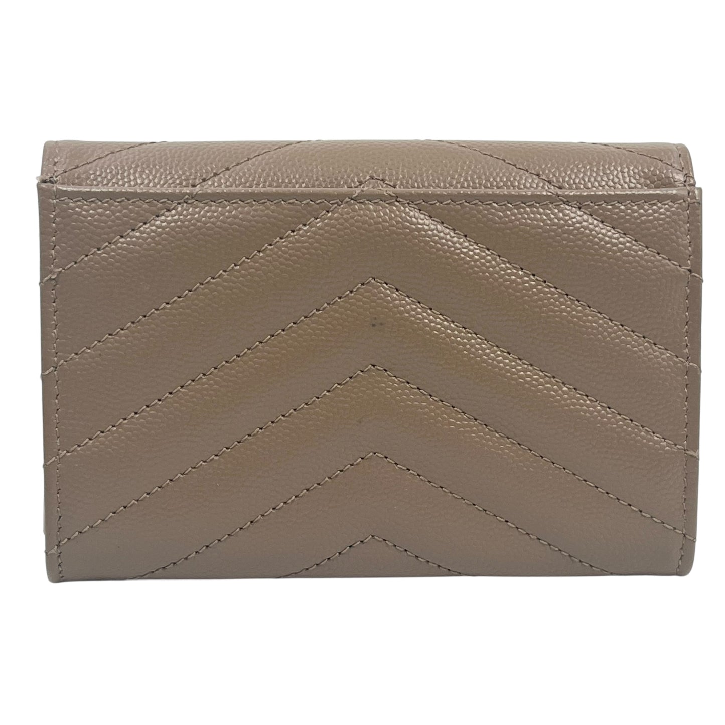 Saint Laurent Cassandra Matelasse Card Case Compact Wallets - Beige