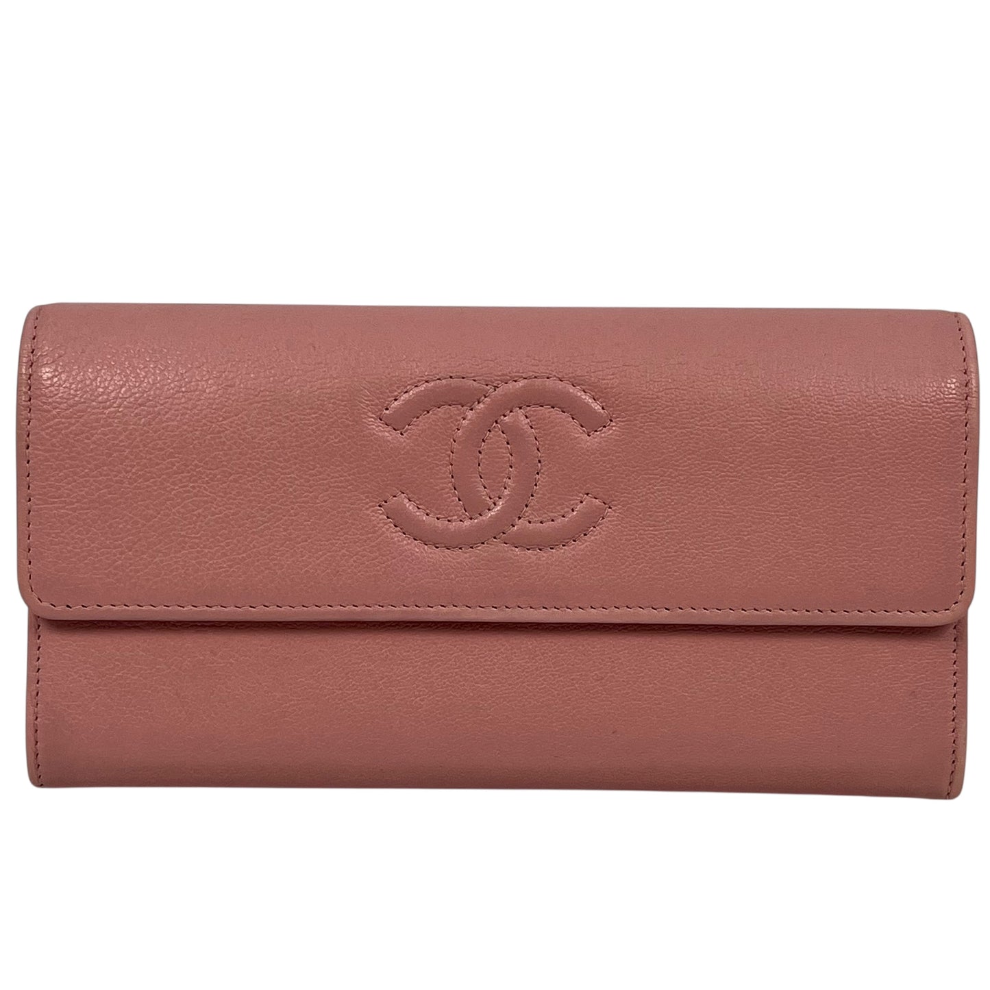 CHANEL Caviar Skin Bi-Fold Long Wallet - Pink