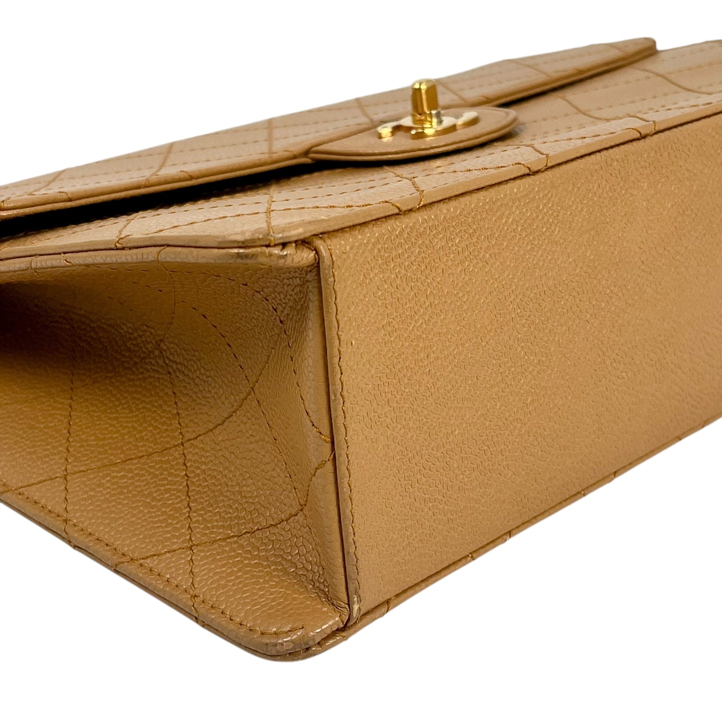 CHANEL Matelasse 30 Caviar Skin Gold Hardware Shoulder Bag - Beige Brown