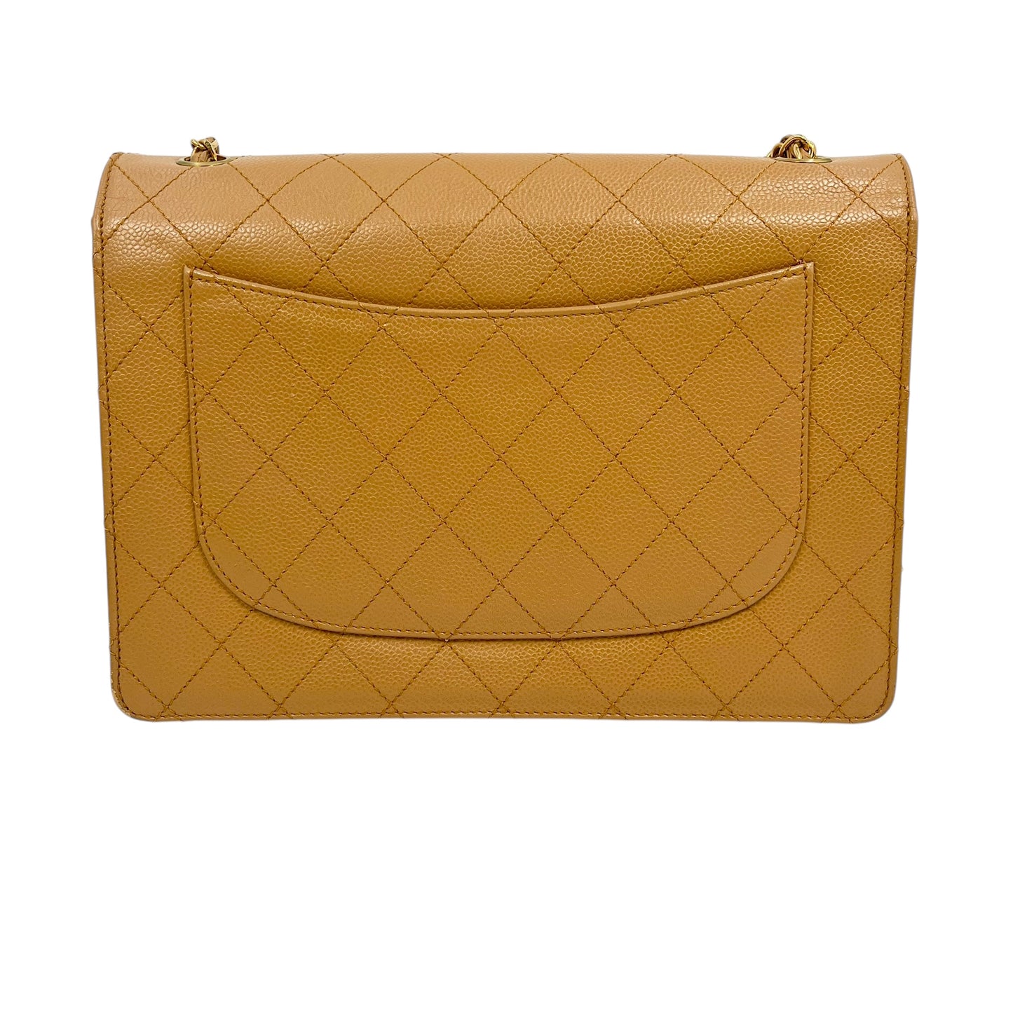 CHANEL Matelasse 30 Caviar Skin Gold Hardware Shoulder Bag - Beige Brown