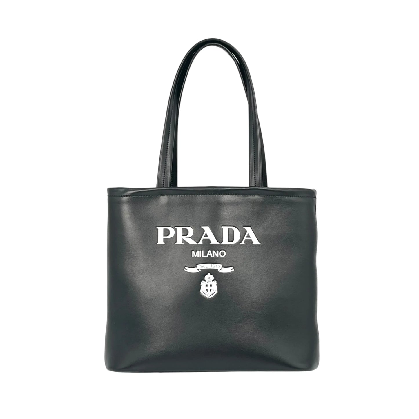 PRADA Soft Calf Leather 2way Tote Bag Shoulder Bag - Black