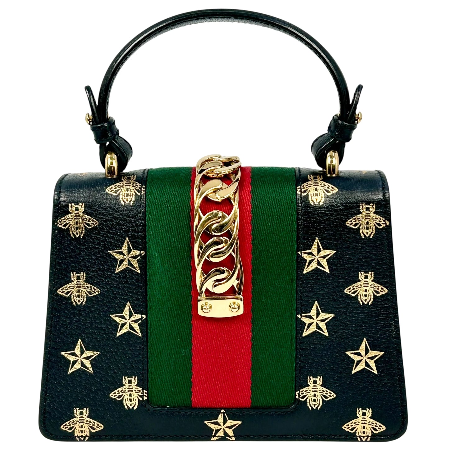 GUCCI Sylvie Web Line Hand Bag - Black