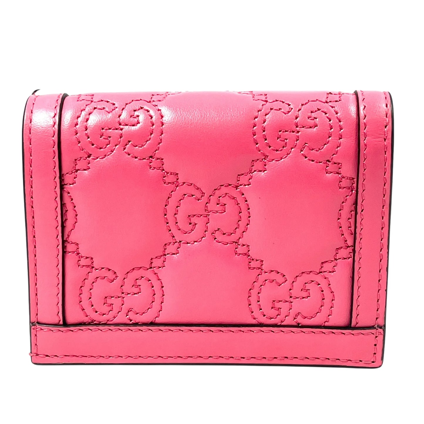 GUCCI GG Matelasse Card Case Compact Wallet - Pink