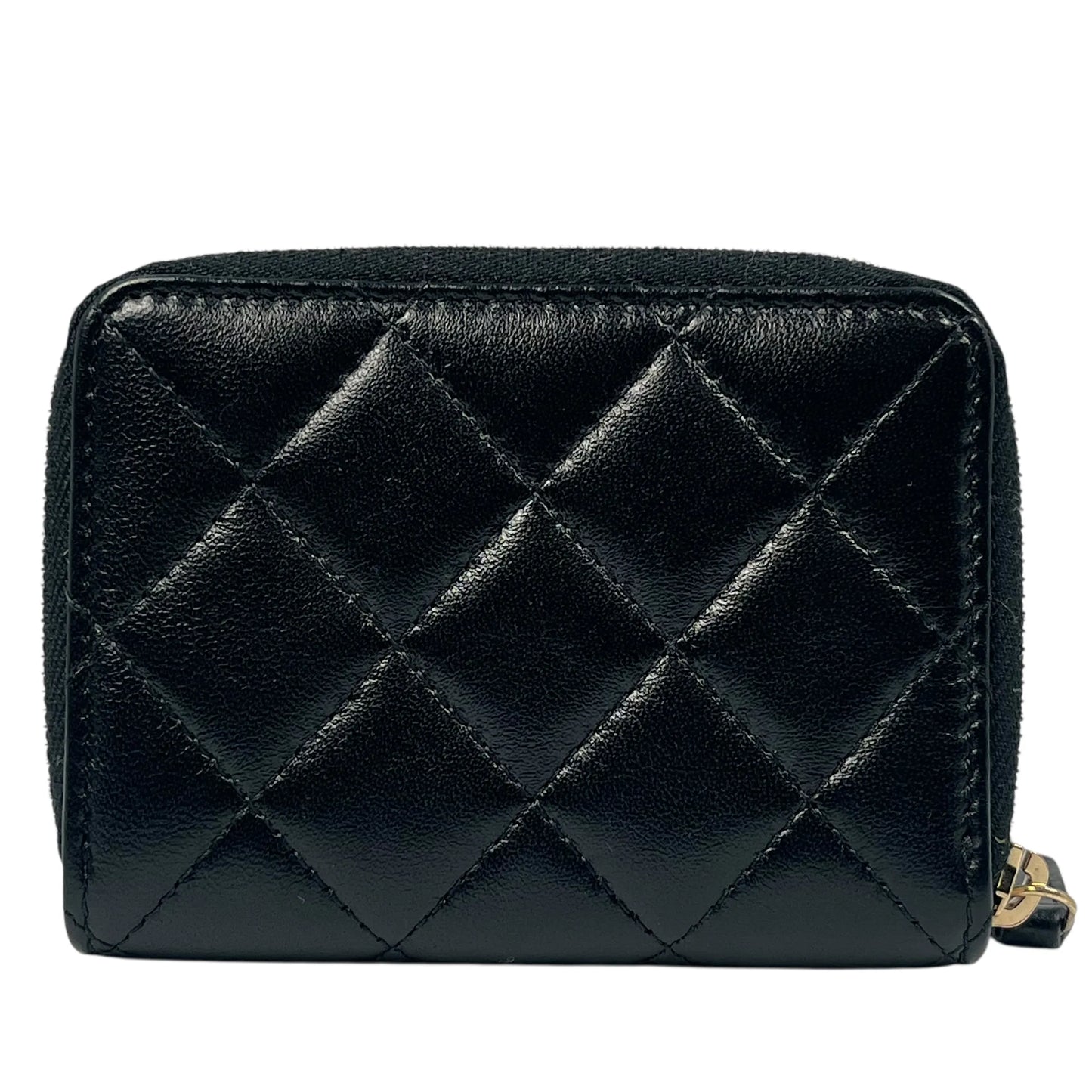 CHANEL Coco Mark Gold Hardware Compact Wallet - Black