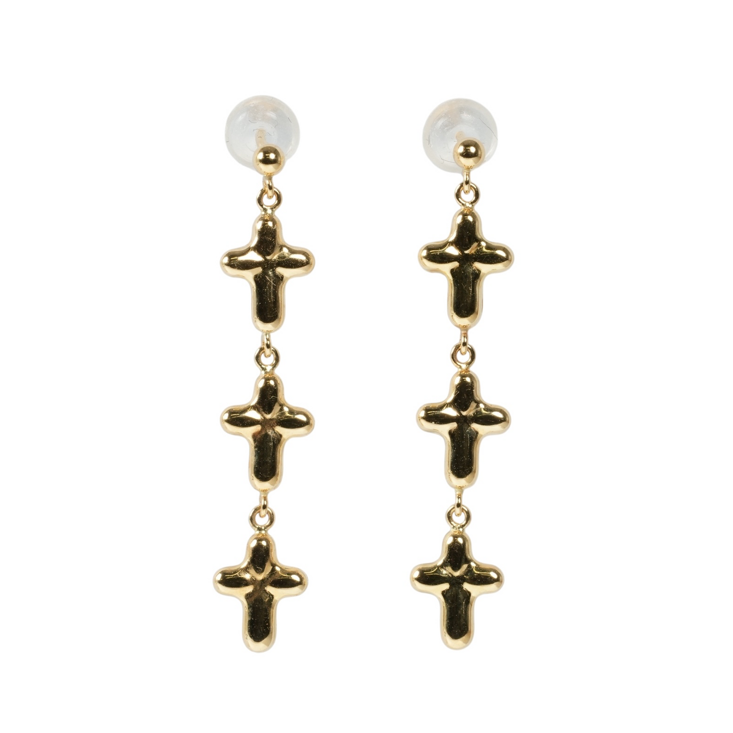 K18 Yellowgold Triple Cross Earring