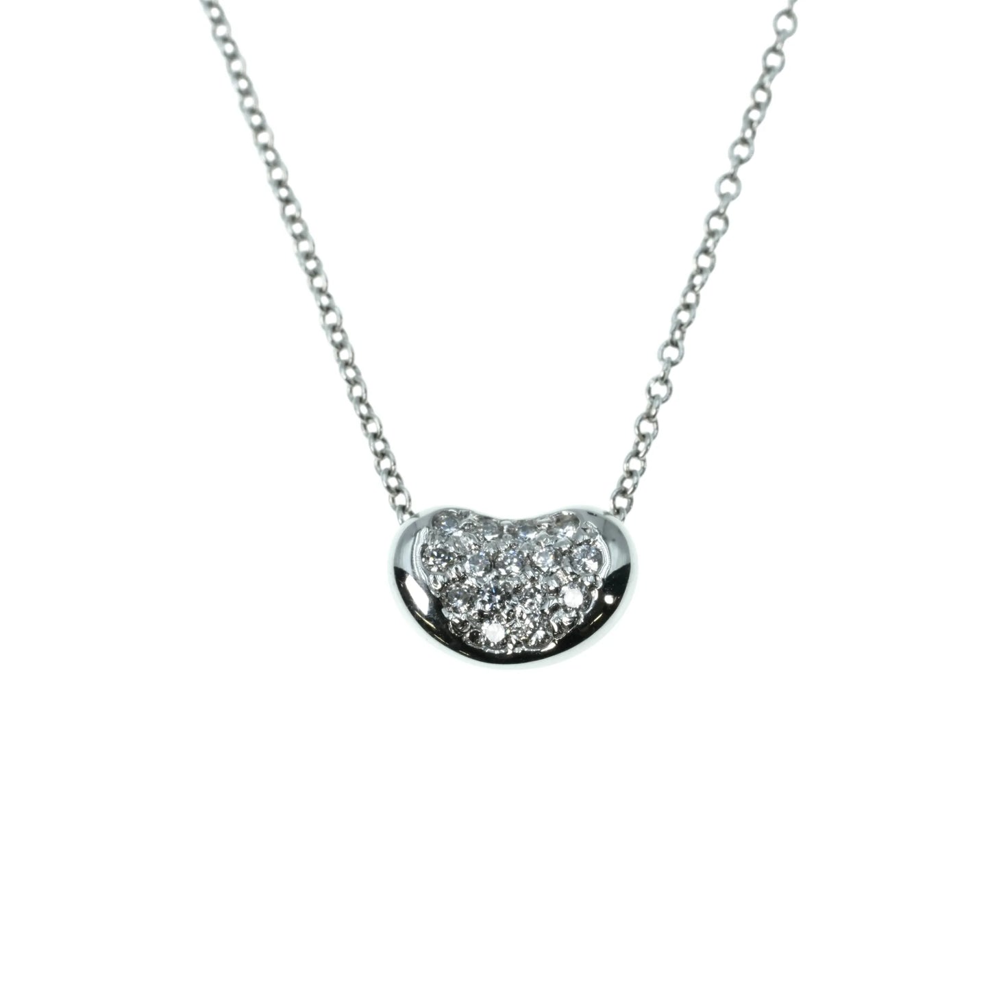 Tiffany Bean Design Diamond Pendant Necklace Pt950