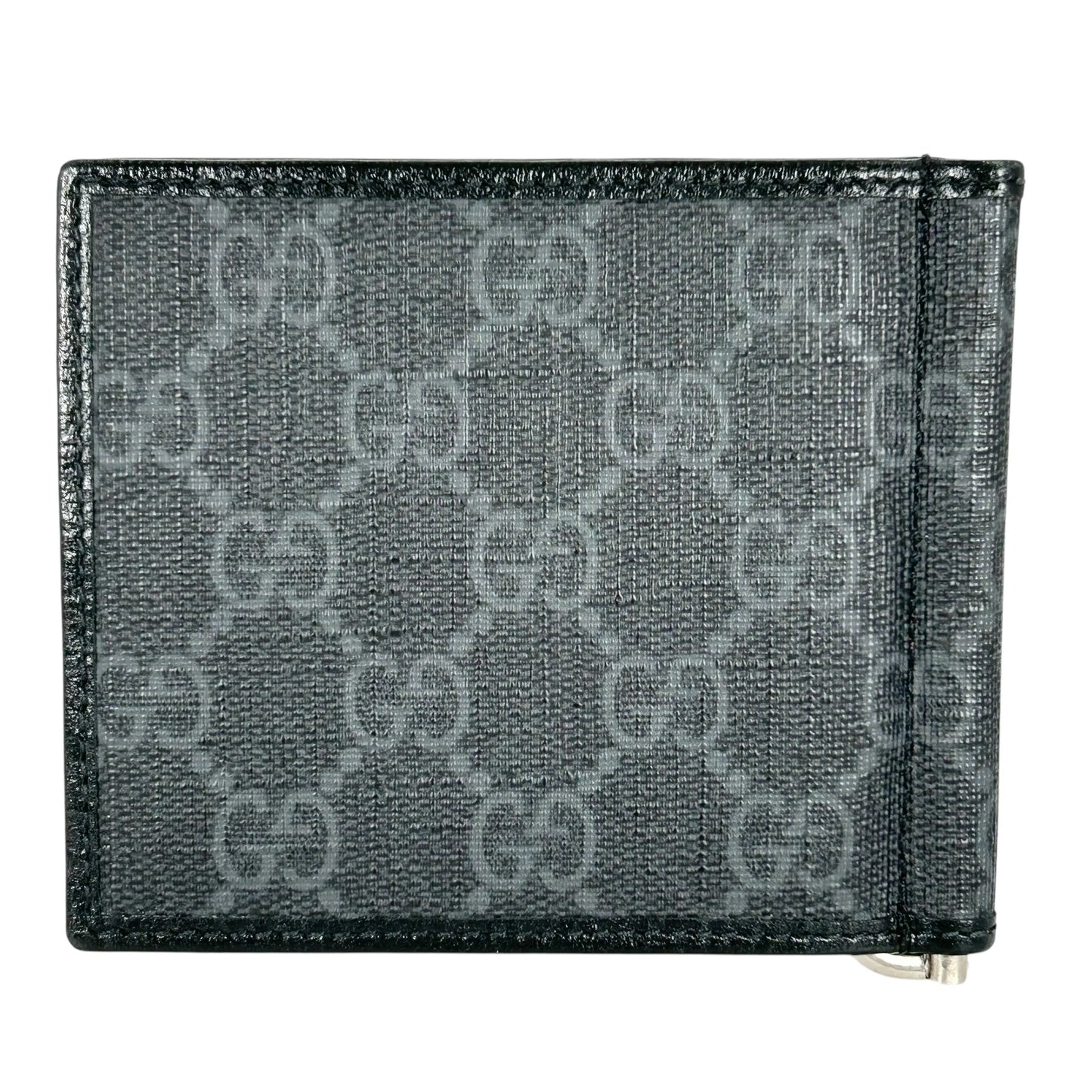 GUCCI Interloking G GG Supreme Money Clip Compact Wallet - Black
