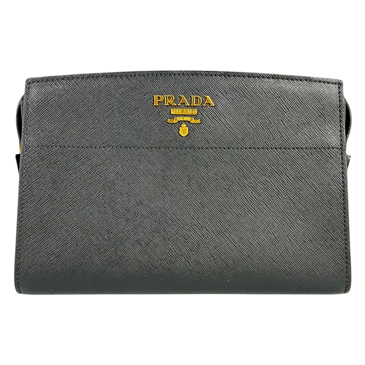 PRADA Esplanade Saffiano Leather Shoulder Bag - Black