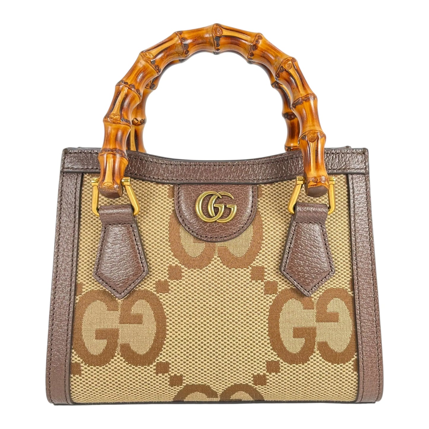 GUCCI Diana GG Bamboo Mini Hand Bag - Brown
