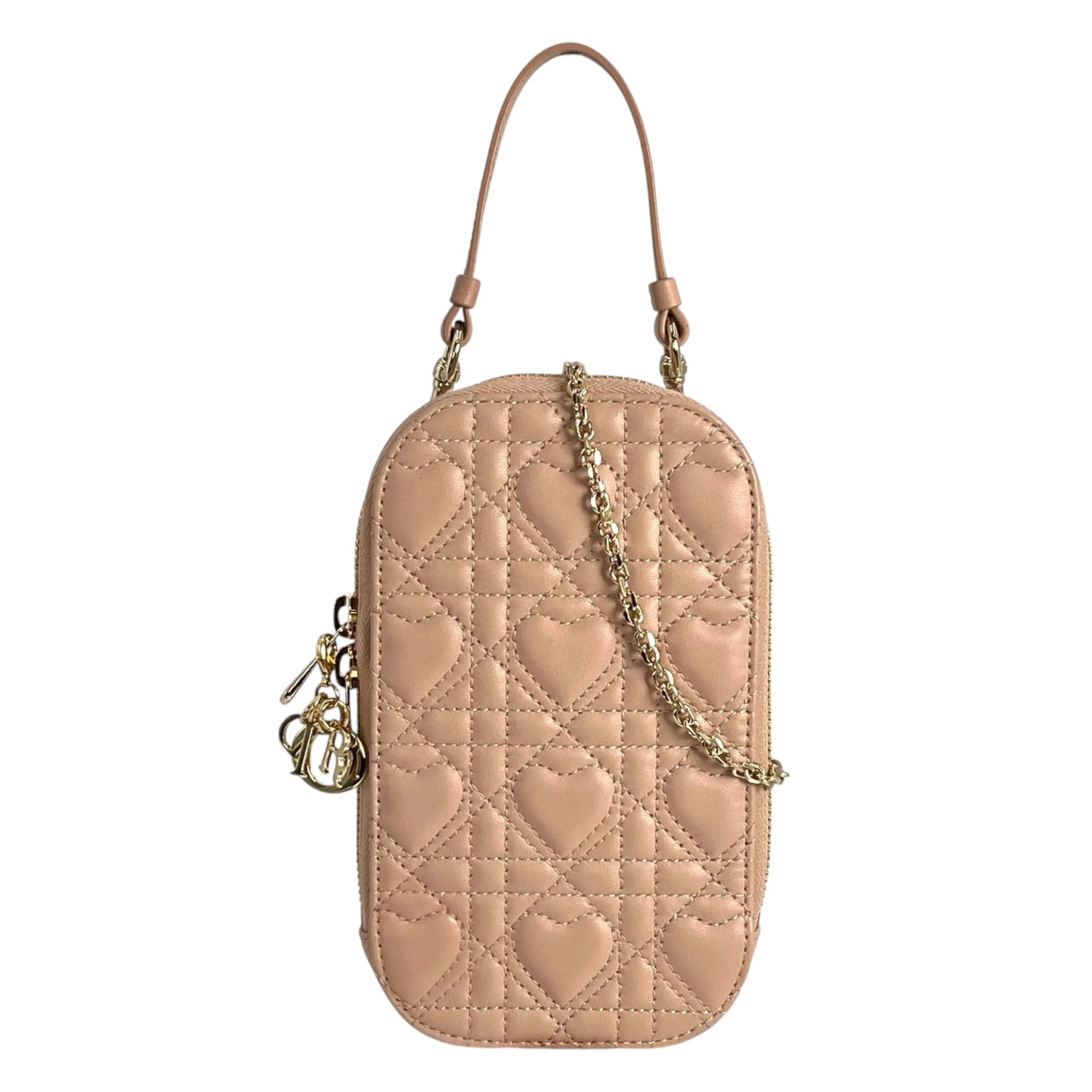 Dior Lady Dior Call’in Phone Case Cannage Lambskin Shoulder Bag - Pink