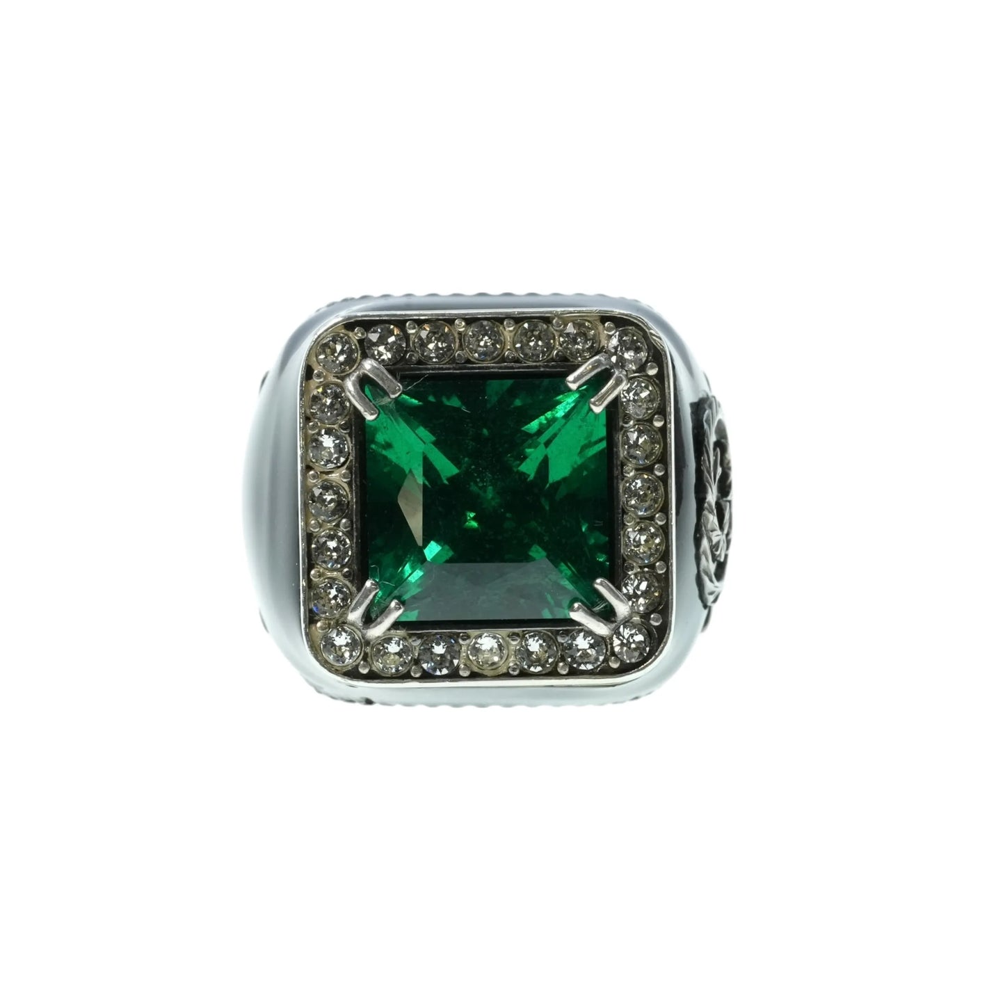 GUCCI Crystal GG Logo Ring - Silver 925