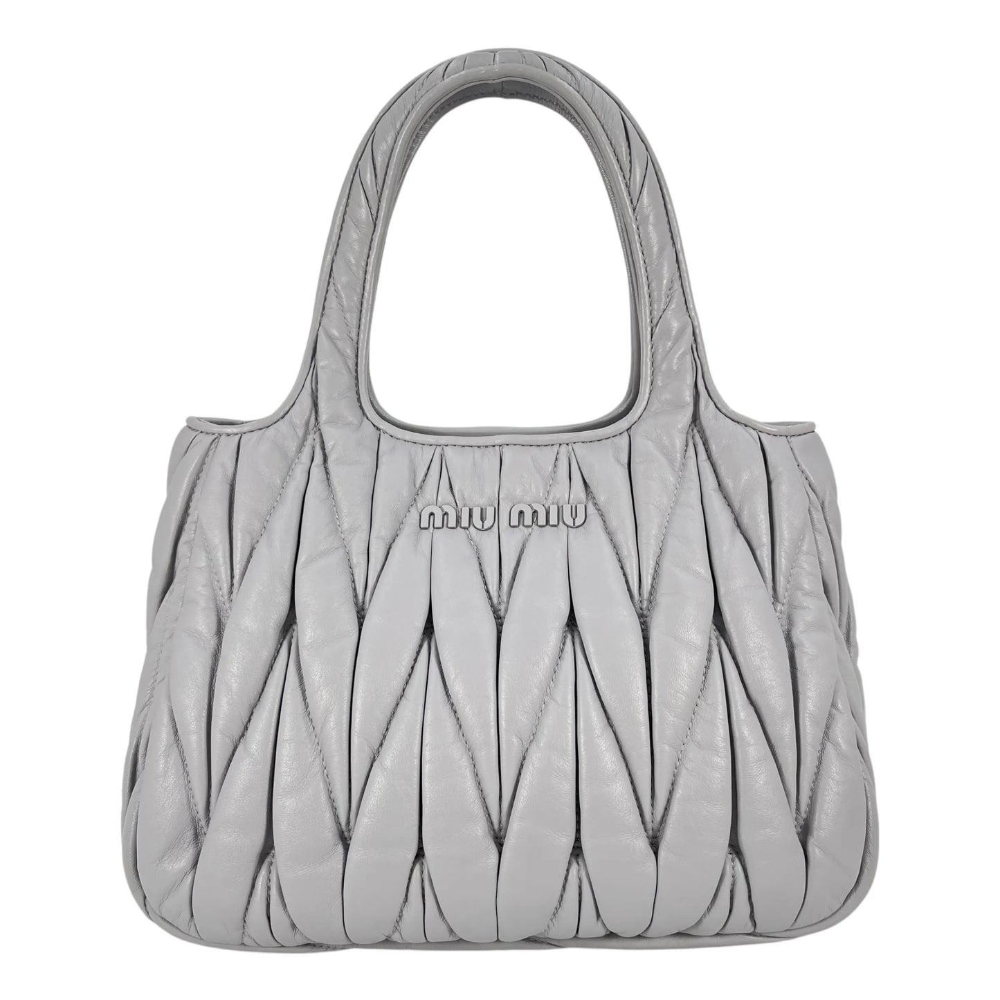 Miu Miu Materasse Nappa Leather Hand Bag - Gray
