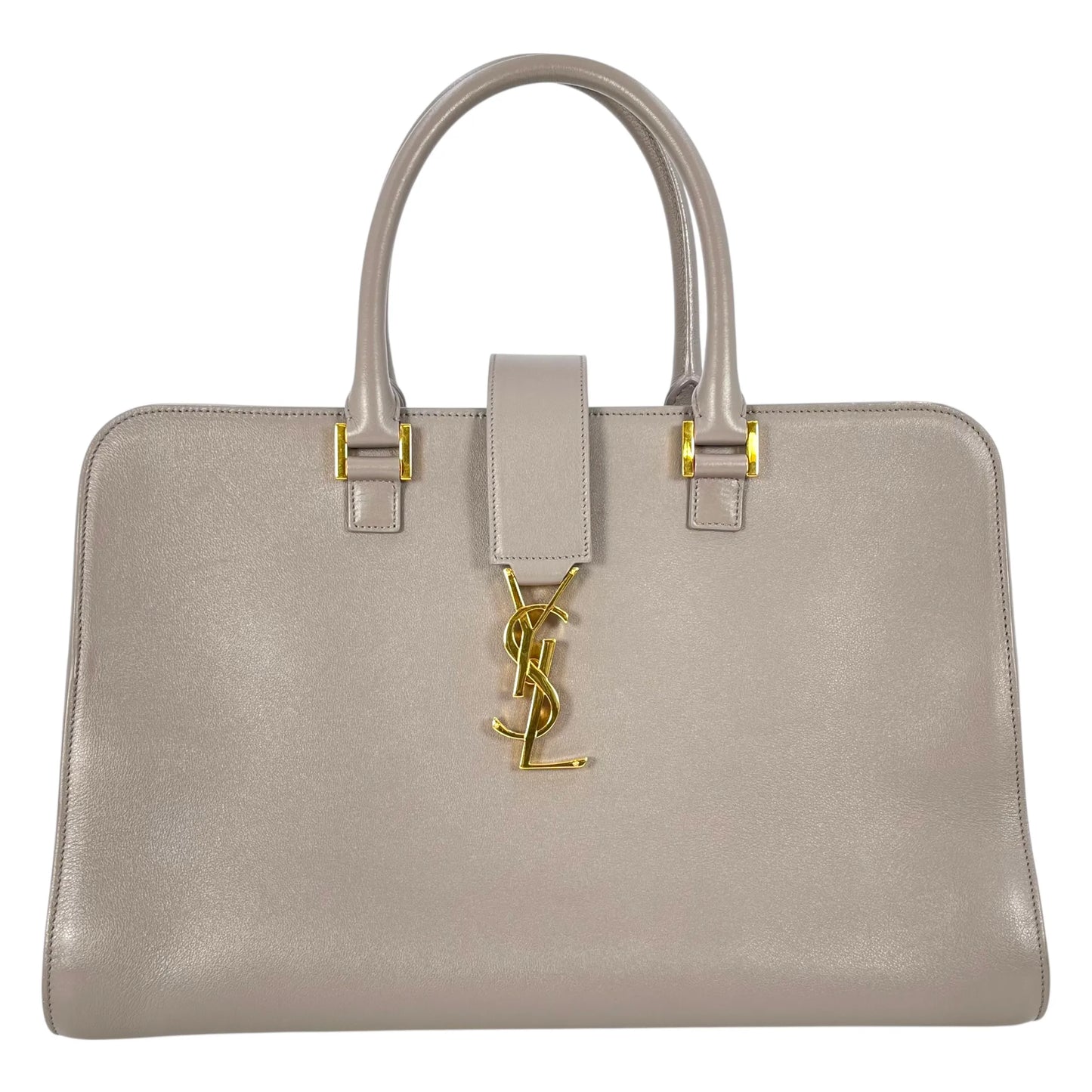 Saint Laurent Cabas Leather Hand Bag - Gray