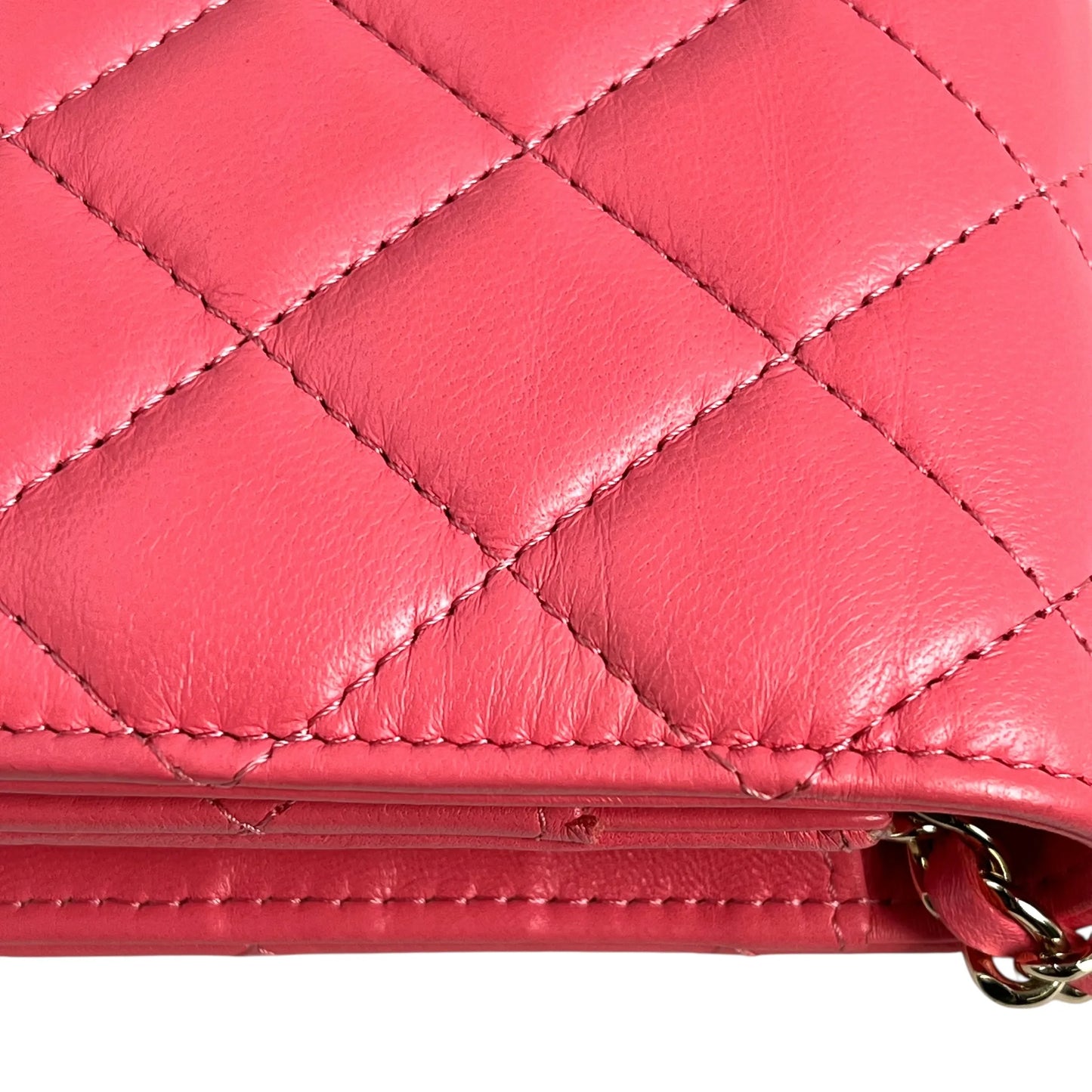 CHANEL Materasse Lamb Skin Chain Wallet - Pink