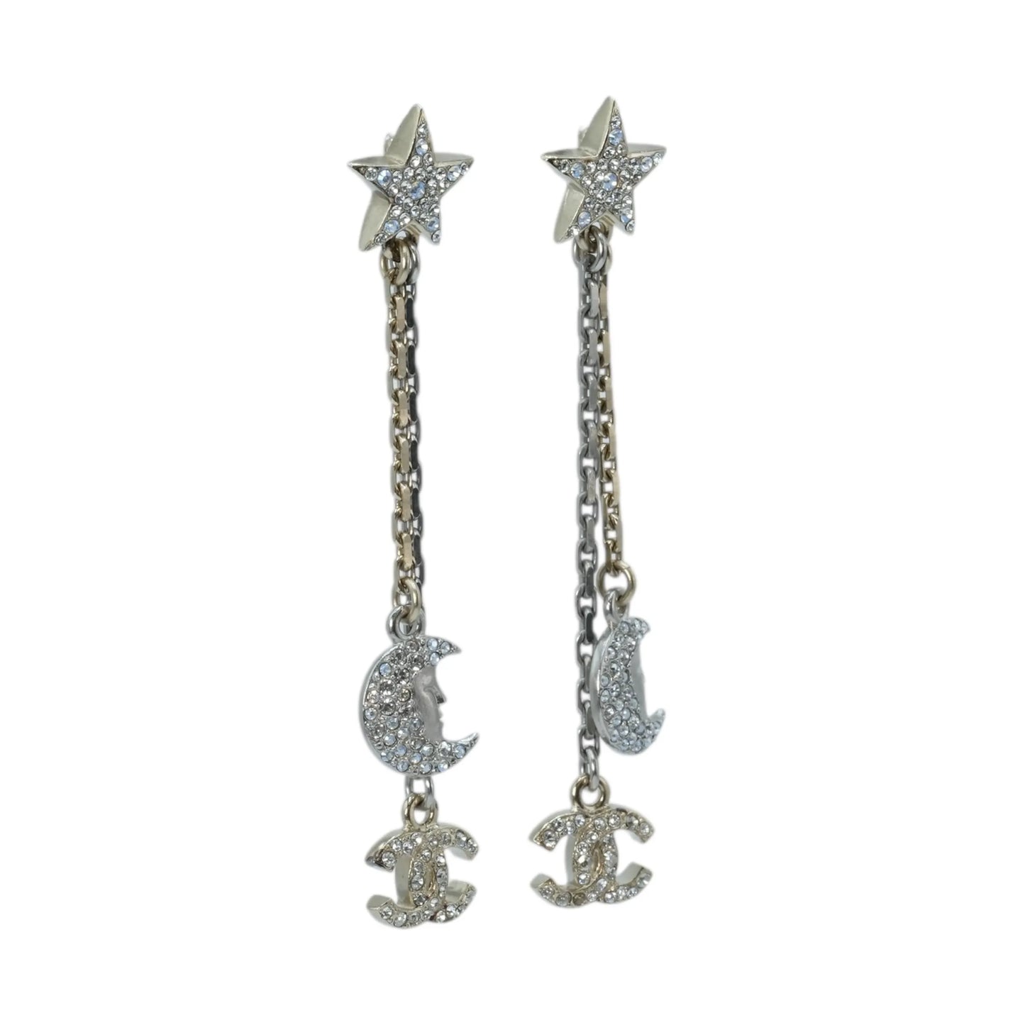 CHANEL Moon & Star CC Logo Dangle Earring 17B - Silver