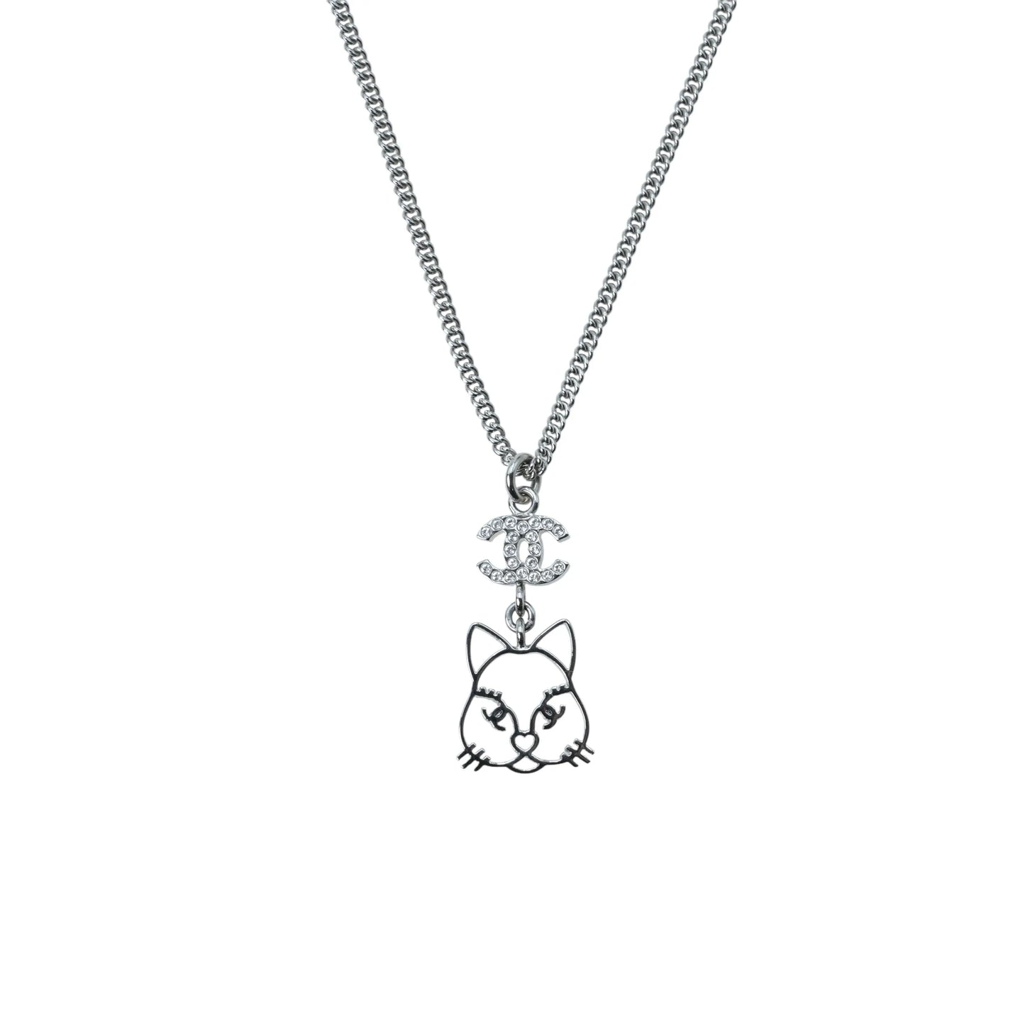 CHANEL Cat Pendant Necklace B16K - Silver