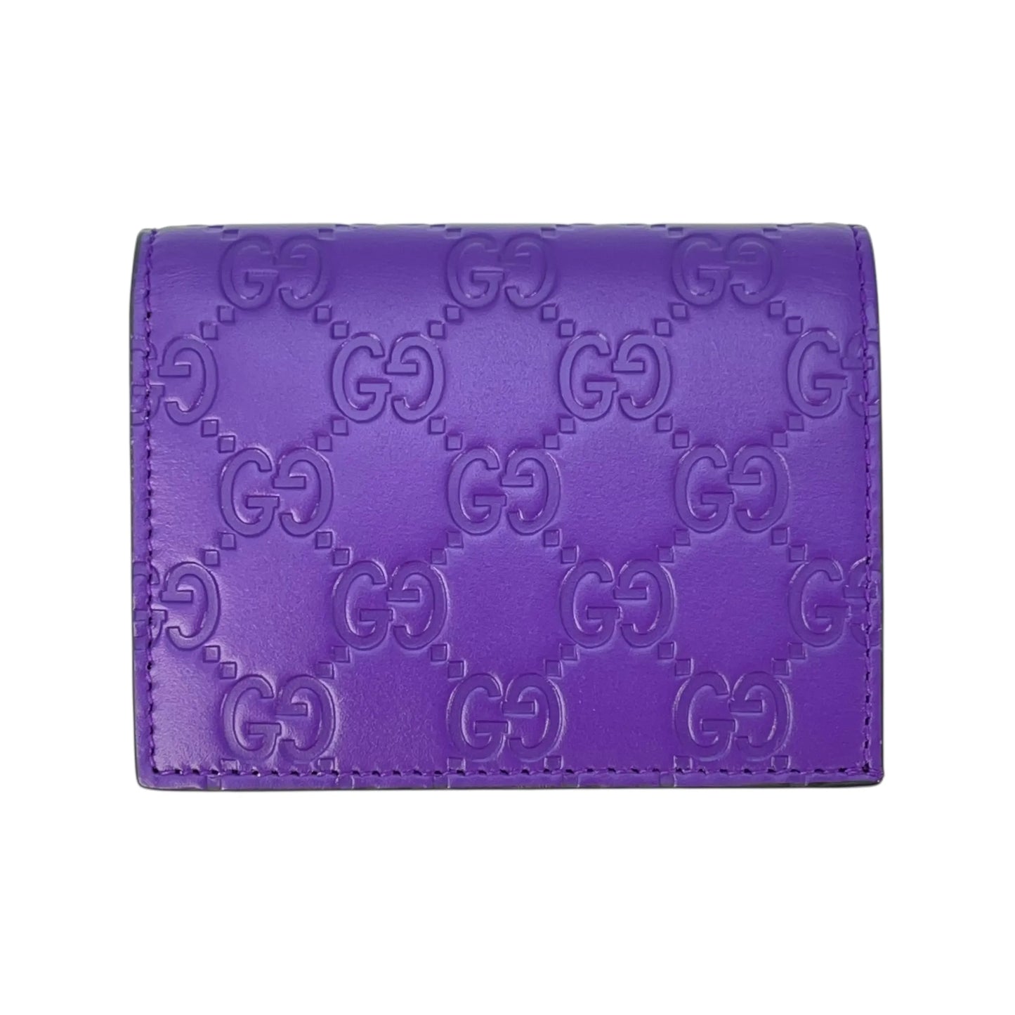 GUCCI Guccissima Leather Compact Wallet - Purple
