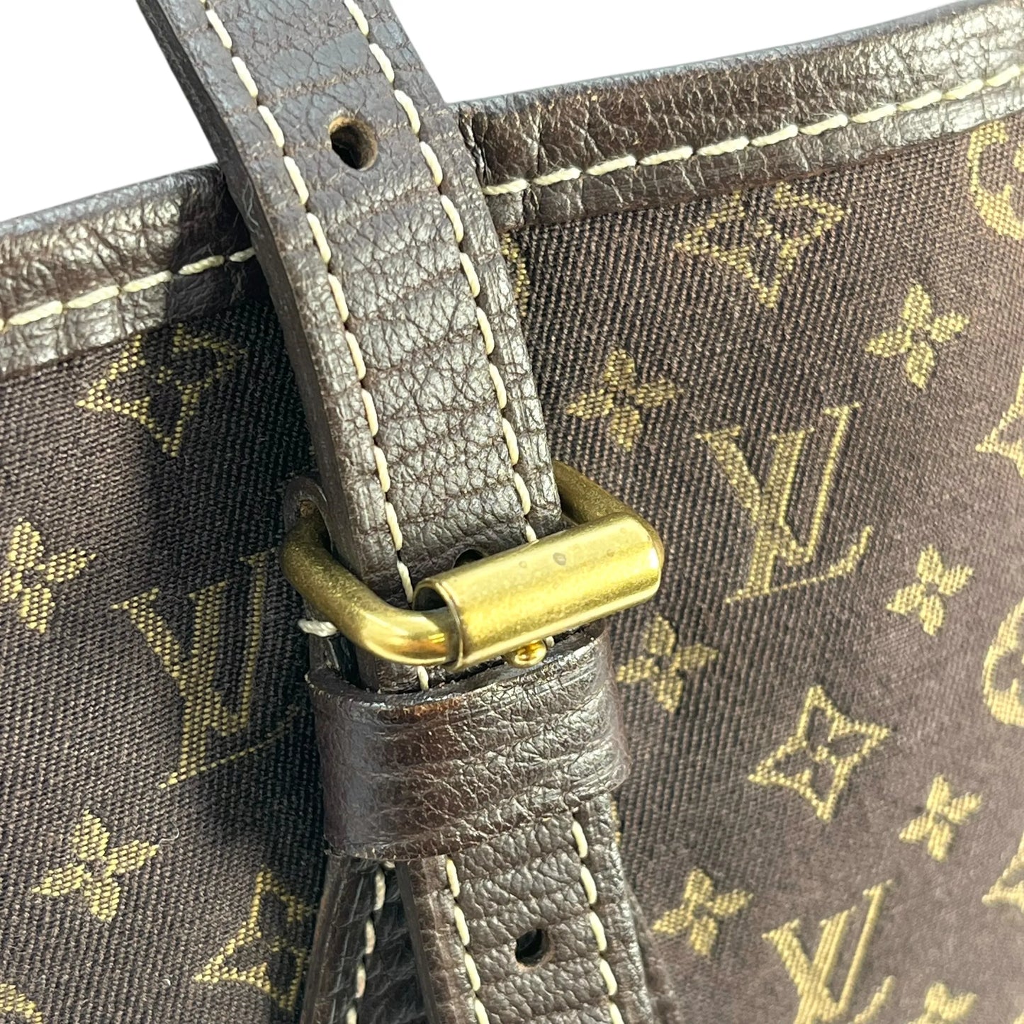Louis Vuitton Monogram Mini Lin Bucket Bag Hand Bag - Darkbrown