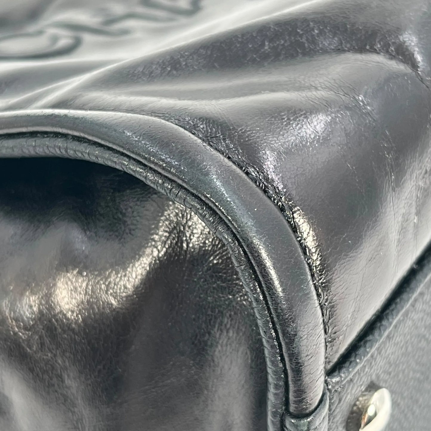 CHANEL Deauville MM Glazed Leather Tote Bag - Black
