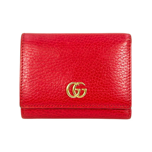 GUCCI GG Marmont Leather Trifold Compact Wallet - Red
