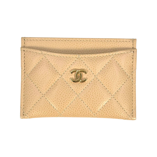 CHANEL Caviarskin Classic Flap Card Case - Beige