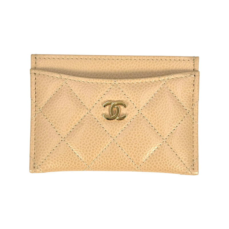 CHANEL Caviarskin Classic Flap Card Case - Beige